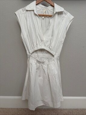 Anthropologie White Cutout Collared Mini Dress